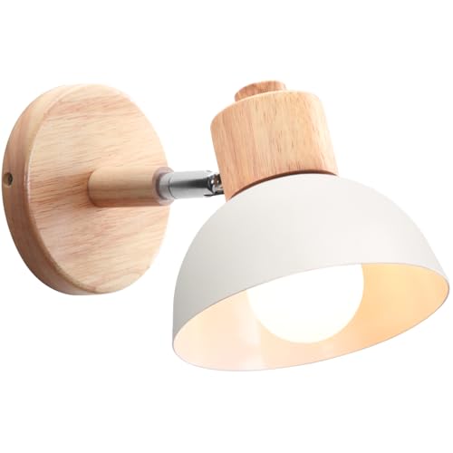 iDEGU Applique Murale Industrielle Vintage 15CM Lampe Murale Réglable en Bois Métal Rétro E27 Luminaire Applique Interieur pour Chambre Salon Couloir...