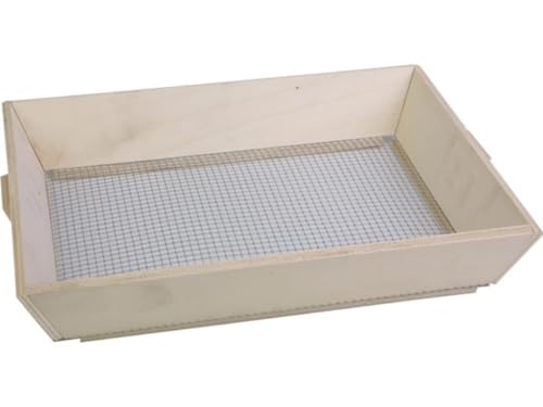 Perel Tamis de Sol en Bois rectangulaire 32x22x11 cm, Tamis a Compost avec Maillage Fin 6x6 mm, Tamis Manuel pour Terre terreau Sable et Gravier, Tamis de...