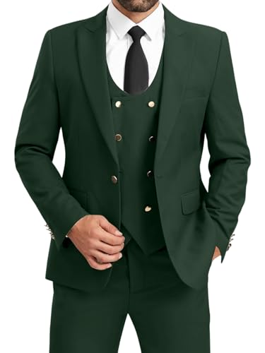 3 Piece Men's Suits Slim Fit Suits Double Breasted Suit Wedding Groomsmen Prom Business Suit Formal Tuxeds Blazer2