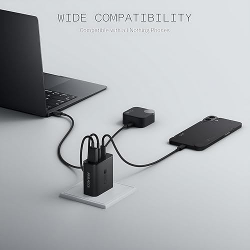 Image of CMF 100W GaN Charger with 1M Type C to C Fast Charging Cable for Nothing Phone 3a /3a Pro| Laptop| MacBook| Chromebook|Tablet|Buds|Samsung S25 Ultra Multiport Adapter Rapid Charge USB C 100 Watt-Black