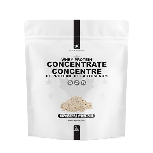 Canadian Protein Whey Concentrate 24g of Protein | 2 kg of Unflavoured & Unsweetened Low Carb Keto Friendly Workout Recovery Drink | Protein Powder Rich in BCAA Amino Acids