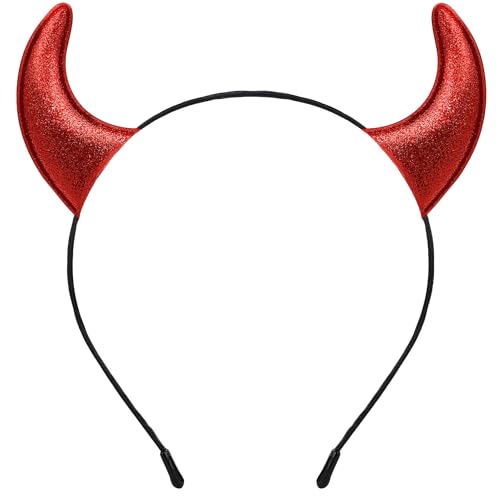 NINLEGA Devil Horns Headband Halloween Headband Red Devil Horns Costume for Women Men Fancy Dress Cosplay Hairband