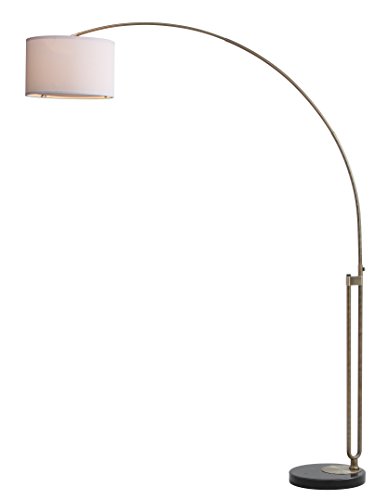 Safavieh Lighting Collection Polaris Contemporary Modern Farmhouse Antique Brass/ Black 84-Inch Living Room Bedroom Home Office Arc Floor Lamp (Led Bulb Included) #TOP5