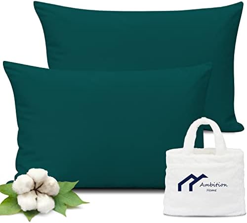 Toddler Pillowcase 14x20 Inches Teal with Zipper Closure Pillowcase Set of 2 PC 500 Thread Count 100% Soft & Durable Egyptian Cotton Decorative Travel Pillow Cases 14x20, Teal
