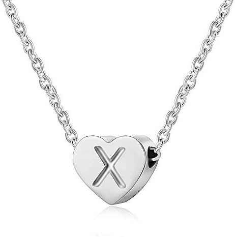AFSTALR Heart Letter Initial Necklace for Women Silver Personalized Girls Tiny Initial Alphabet Love Choker Necklace
