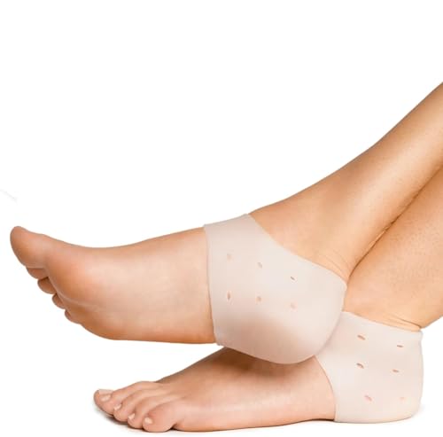 Silicone Heel Protector- 2 Pair Pain Relief Gel Heel Cups- Plantar Fasciitis, Achilles Tendonitis, Spur, Blister Prevention- Ankle Protector, Heel Wraps for Women & Men واقي كعب من السيليكون