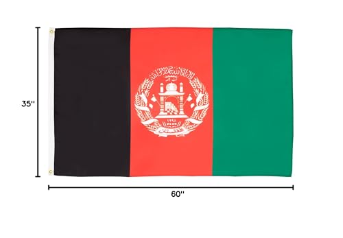 Image of AZ FLAG - Afghanistan Flag - 3x5 Ft - 100D Polyester Afghan Banner With Two Metal Grommets - Fade Resistant - Vivid Colors - 3' x 5' Feet