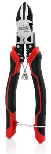 Image of Side Cutters, 7-1 /2 Inch, Wire Cutters Heavy Duty | Spring Loaded with Safety Lock, Wire Stripper and Crimper, 3-in-1 Diagonal Cutters for Cutting, Crimping, and Stripping