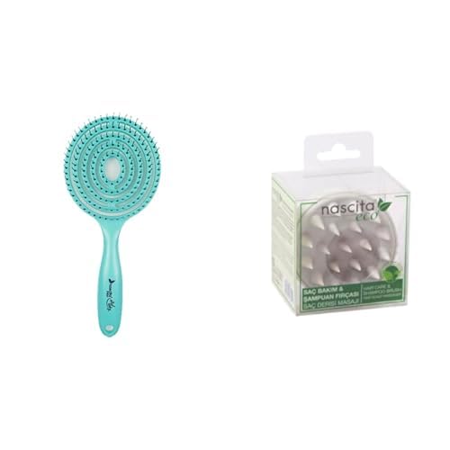 Nascita Pro Lollipop Açma/tarama Fırçası - 11 Turkuaz & Nascita Eco Saç Bakım&Şampuan Fırçası-Bej
