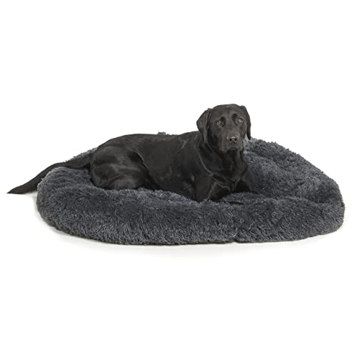 Wallace & Jones | Plüschbett Sarnia - XL | Hundebett, Liegekissen | ca. 115 x 115 x 26 cm | Dunkelgrau
