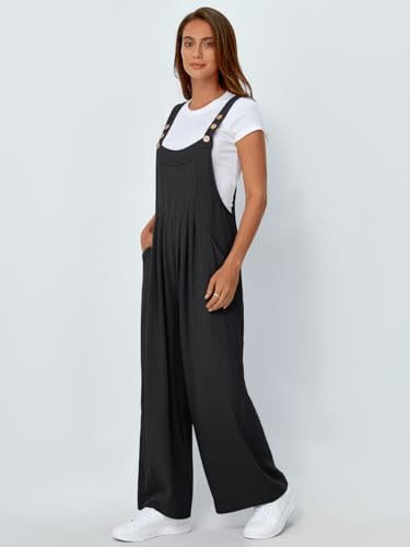 AUTOMET Women's Overalls Casual maternity Jumpsuits with Pockets Summer Vacation Rompers 2026 Black XL — view 3