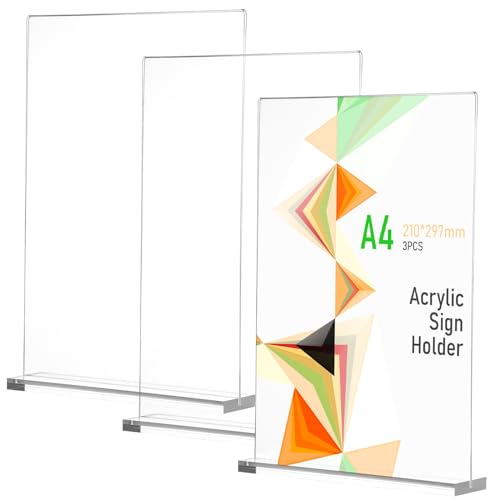 Support de table transparent rigide lot de 3 pièces pour affichage de menu