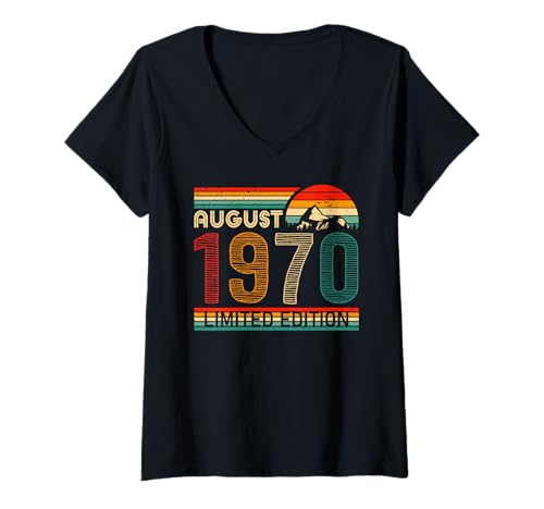Mujer August 1970 Limited Edition Classic 1970 Vintage Birthday Camiseta Cuello V