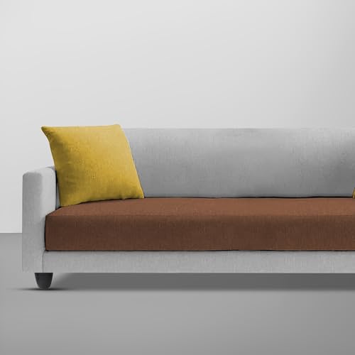 Image of Casaliving Dominic 3 Seater Sofa Set for Living Room (Brown Grey Fabric) Premium Fabric Sofa