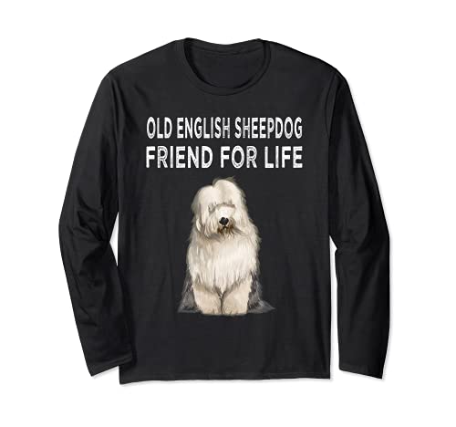 Old English Sheepdog Friend For Life Dog Lover Friendship Long Sleeve T-Shirt, Black