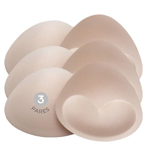 3 Pares Relleno Sujetador Push up. Almohadillas Sujetador Invisible Que Realzan los Pechos. Relleno Sujetador Deportivo, Bikinis, Lenceria, Mastectomia. Efecto Bra. ALBURANⓇ (Beige)