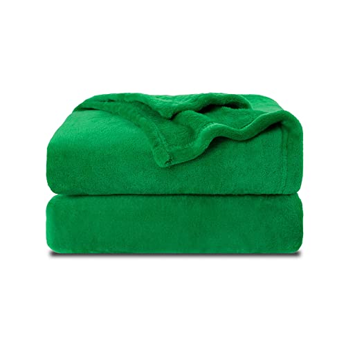 Image of NANPIPER Fleece Blankets Super Soft Flannel Fuzzy Blanket for Bed Couch Luxury Cozy Plush Microfiber Blanket-Twin Size Emerald Green