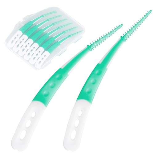 12 Unidades Forma Curvada Palillos Interdentales de Dientes Reutilizable,Cepillos Interdentales Interdental Ultrafino,Palillos de Dientes,Limpia Dientes,Acción Suave para Las Encías Sensibles