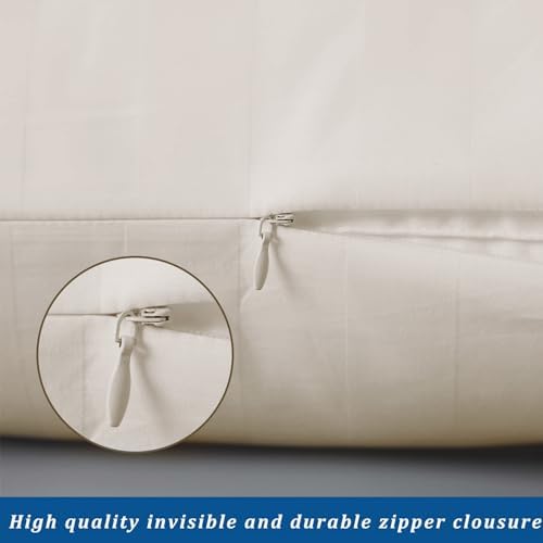 Pillow Cases Queen Size, 100% Egyptian Cotton Pillow Protectors with Zipper, 400 Thread Count Sateen Weave Light Beige Pillowcases Queen Size Set of 2, Premium Quality Pillow Covers for Home/Hotel