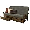 Kodiak tucson queen futon frame with storage drawers wood futon set with mattress included in thunder gray color  urban country home decor