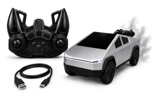Image of Tesla Cybertruck Model Car RC Toy with Realistic Smoke and Light Feature (Silver Black)