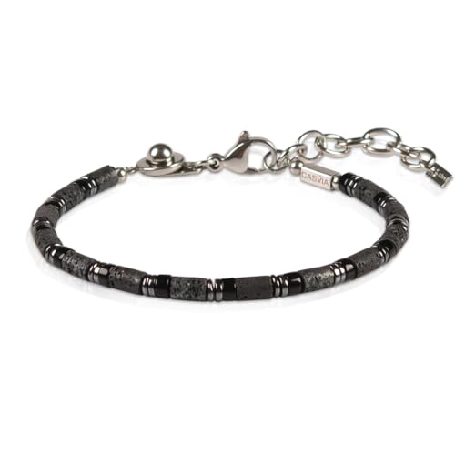 Pulsera para hombre en hematita y obsidiana con doble cierre miniatura 1