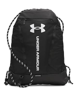 Under Armour Unisex Hustle Sackpack  Mochila deportiva impermeable para actividades deportivas y al aire libre  Bolsa de gimnasio con práctico bolsillo frontalBlack/Black/White OSFM