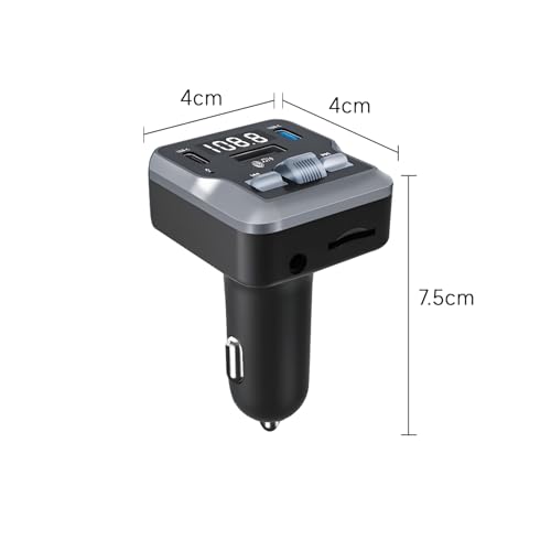 QUMOX Transmisor FM Bluetooth 5.3 para Coche C66 con Mando a Distancia, Reproducción AUX/USB/Tarjeta TF, Doble Puerto USB-C 3.1A Carga Rápida, Manos Libres - imagen 8