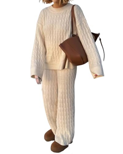 codcm Women's 2 Piece Outfits Cable Knit Sweater...