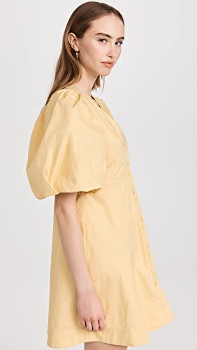 English Factory Women's Buttons Detail Mini Dress, Buff, Yellow, M #TOP3