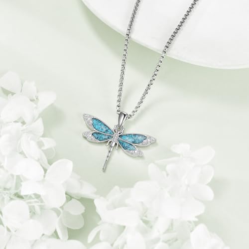 ONEFINITY Dragonfly/Butterfly Necklace 925 Sterling Silver Turquoise Pendant Necklace Jewelry Gifts For Women Men3