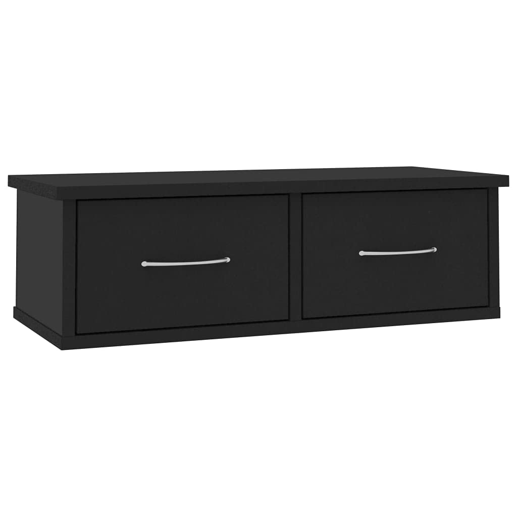 vidaXL Wall-mounted Drawer Shelf Black 60x26x18,5 cm Engineered Wood
