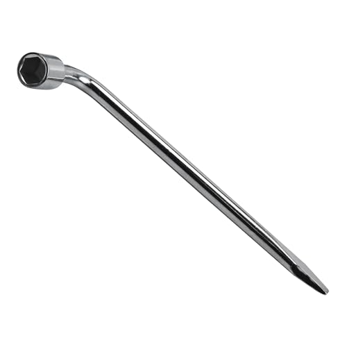 Image of 19mm Car Spare Tire Lug Wrench, Heavy Duty L-Type Tire Steel Tool with Slotted Hex End for Spare Tire Replacement, Car Repair, Maintenance