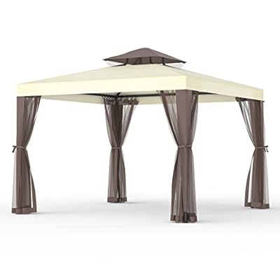 Patio Gazebo Tent Outdoor Canopy Shelter 10'x10' w/Mosquito Netting with 100 Square Feet of Shade for Garden, Backyard Deck and Lawns