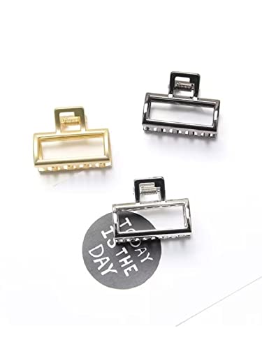 3 Pcs Small Hair Claw Clips Rectangular Metal Hair Clips Women Hair Accessories For Women Girls (Gold, Silver, Black) - Image 2