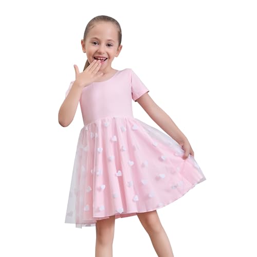 Fashion Girls Dresses Cotton Short Sleeve Summer Dress A-Line Cute Midi Casual Sundress Spring Casual Dress