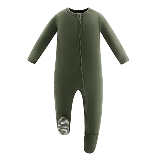 Image of Owlivia Rayon Made from Bamboo Baby Boy Girl Sleep 'N Play, Zip Front Non-Slip Footed Sleeper Pajamas