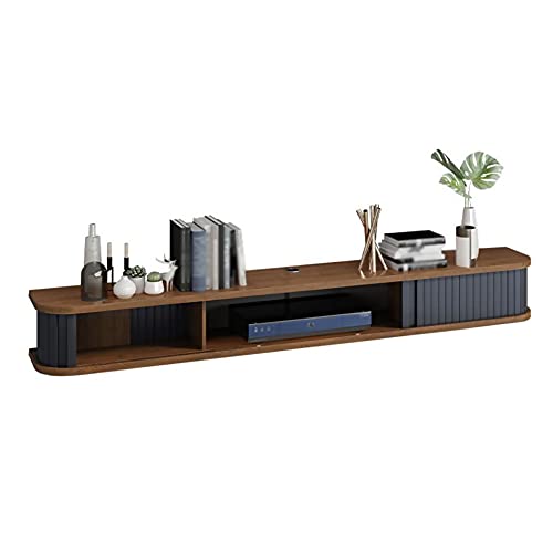 Meuble TV flottant noyer 100cm avec portes coulissantes