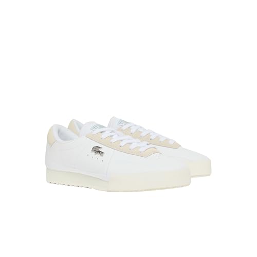 Lacoste Women’s Aura Leather Sneakers, White/Off White, 9.5