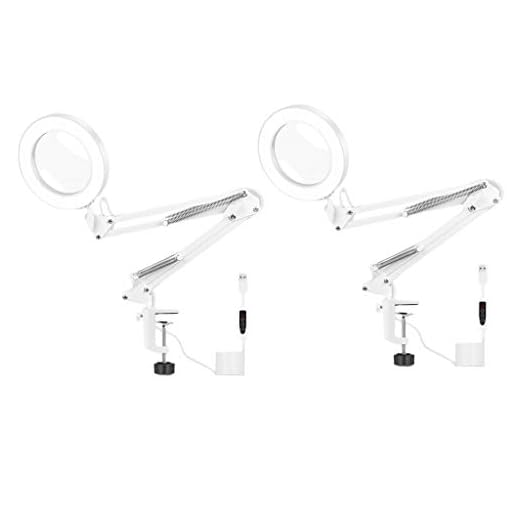 Hellery 2 stycken LED förstoringsglas USB förstoringslampa kosmetika tatuering förstoringsglas arbetslampa bordslampa med förstoringsglas