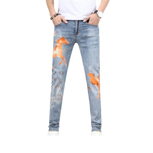 Men's Trousers Printing Breathable Comfortable Stretch Slim Fit Skinny Jeans