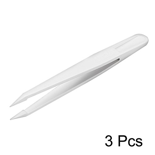 Uxcell Plastic Anti-Static Tweezers, Precision Slant Point Tip For Craft Diy Beauty Electronics Repair Tool White 3 Pcs #TOP1