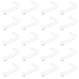 Briana Williams 20pièces Goujons de Nez Transparents Barres de Nez en Forme de L Piercing en Plastique Flexible Bioflex 22G 20G 18G