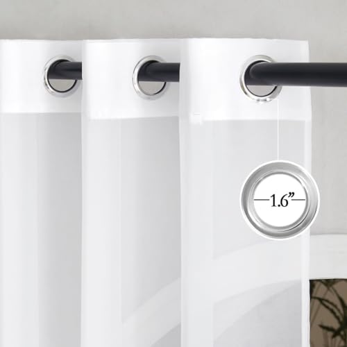 Image of NICETOWN White Sheer 54 inch Length Curtains, Grommet Soft Voile Sheer Light Filtering Lightweight & Breathable Window Treatments for Nursery /Cafe, W30 x L54, 2 Panels