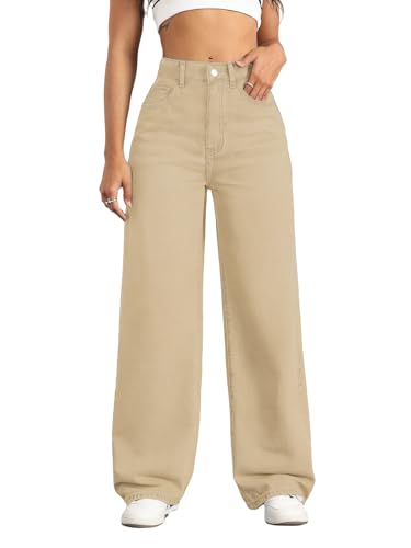 Image of Straight Leg Jeans for Women High Waisted Wide Leg Denim Pants