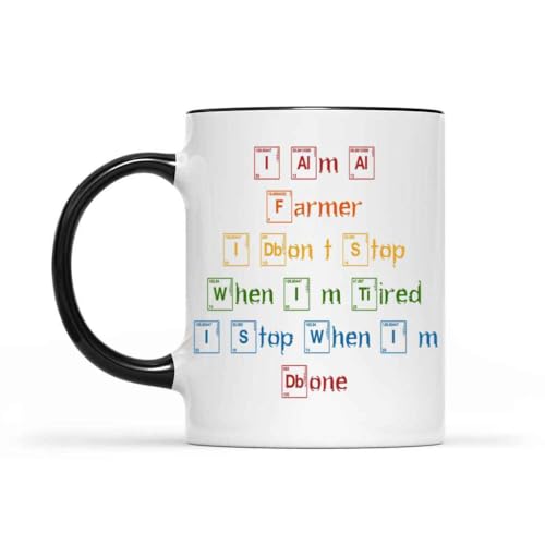 Funny Gift Novelty Gift for - Farm Animals Tractor Design - for the Farming Enthusiast - Gift Idea for Retirement - Large 11 Oz White Ceramic Black Inner Mug