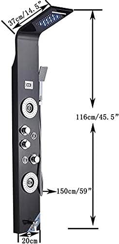 Panel de ducha LED de acero inoxidable con jets de masaje, cascada, ducha superior y ducha de mano miniatura 3