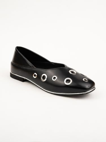 Image of Marc Loire Women's Slip-On Solid Ballerina Flats | Embellished | Round Toe | PU Upper | Comfortable Casual Footwear