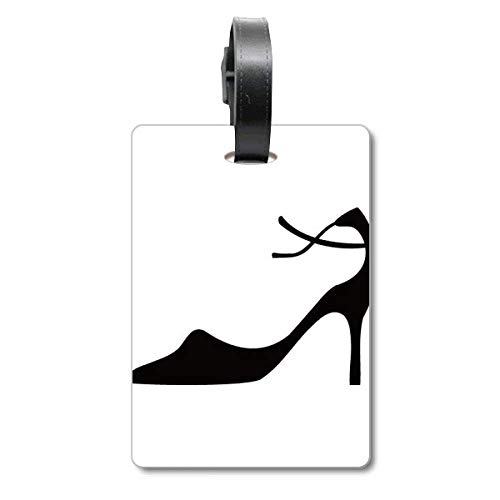 Étiquette de valise chic à motif de talons hauts noirs pour bagage de voyage