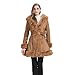 GRAN ORIENTE Beige Suede Jacket for Women with Faux Fur Collar,Long Sleeve Warm Winter Parka Coat with Belt Outerwear(056 Beige L)
